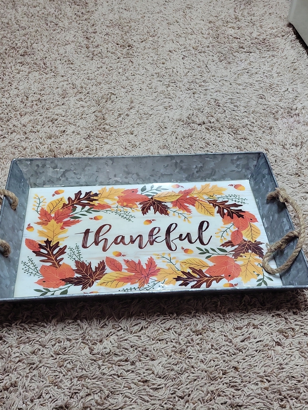 Thankful Fall Serving Tray - Orange, Yellow & Brown
